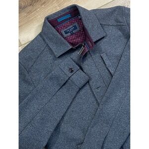 Ted Baker Andino Mens Gray Textured Zip Button Front Jacket Size 4